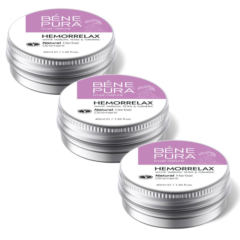3x Мехлем Хеморелакс с билки при Хемороиди: Бял равнец, Смрадлика и Куркума - 40мл